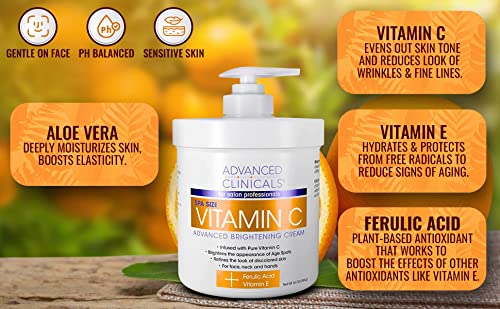Advanced Clinicals Vitamin C Face & Body Cream Moisturizing Skin Care Lotion, Anti Advanced Clinicals uk supplements