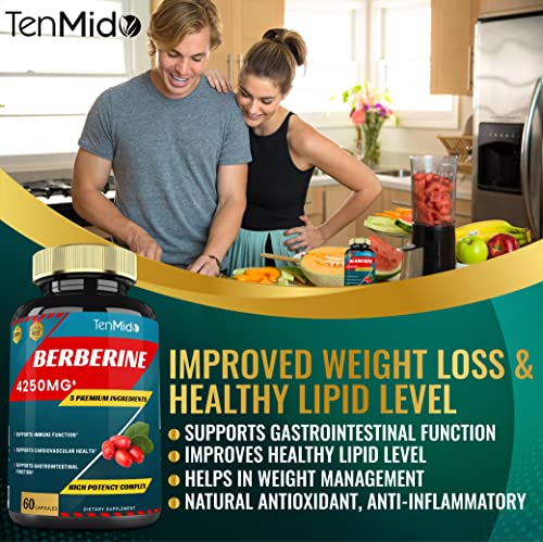 Berberine Extract Capsules 4250mg, 2 Months Supply & Ceylon, Milk Thistle, Turmeric Tenmido uk supplements