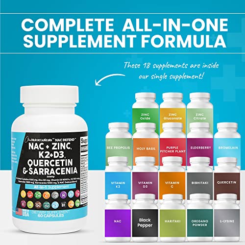 NAC Supplement N-Acetyl Cysteine 1000mg Vitamin D3 K2 Zinc Quercetin Clean Nutraceuticals uk supplements