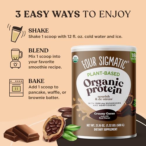 Four Sigmatic Organic Plant-Based Protein Powder Creamy Cacao Protein with Lion’s Mane Four Sigmatic uk supplements