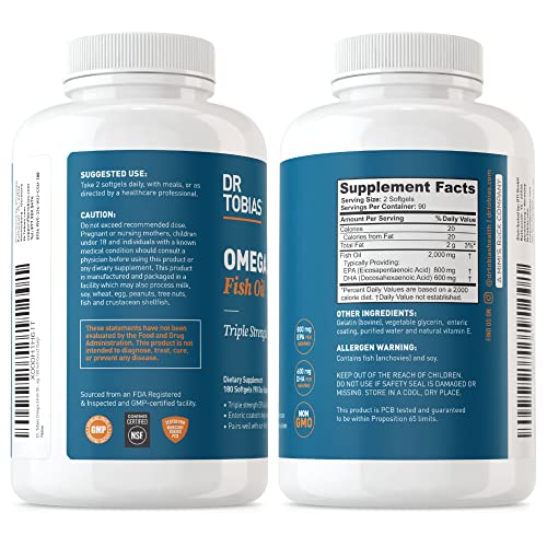 Dr. Tobias Omega-3 Fish Oil, Triple Strength, Supports Brain & Heart Health, 2000 mg Dr. Tobias uk supplements