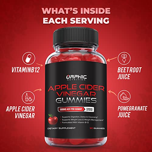 Apple Cider Vinegar Gummies with Mother- 1000mg - Supplement Formulated to Support ORPHIC NUTRITION uk supplements