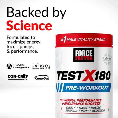 FORCE FACTOR Test X180 Pre-Workout Powder & Energy Supplement, Boost Focus Force Factor uk supplements