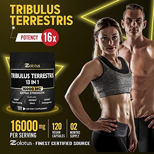 13in1 Tribulus Terrestris Capsules - 16000mg Per Serving with Maca, Horny Goat Weed Zolotus uk supplements