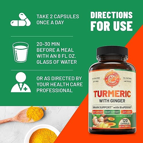 Organic Turmeric Curcumin with Ginger and Black Pepper for Max Absorption WHOLE WORLD WELLNESS uk supplements