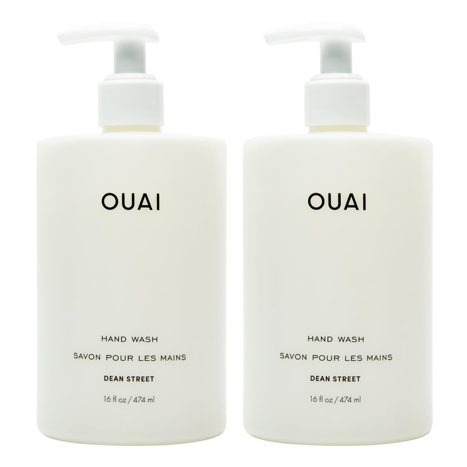 OUAI Hand Wash Full Size, Dean Street - Liquid Hand Soap with Jojoba, Avocado, & Rose Hip Oil for Replenished Skin - Gentle Exfoliating Kitchen & Bathroom Soap - (2 Pack, 16 Fl Oz Each) OUAI uk supplements