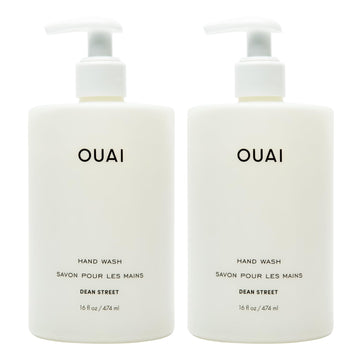 OUAI Hand Wash Full Size, Dean Street - Liquid Hand Soap with Jojoba, Avocado, & Rose Hip Oil for Replenished Skin - Gentle Exfoliating Kitchen & Bathroom Soap - (2 Pack, 16 Fl Oz Each) OUAI uk supplements