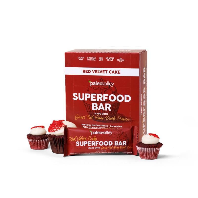 Paleovalley Superfood Bars – Red Velvet– 10 Pack – 9g Protein per Bar – Gluten-Free, Grain-Free, Paleo, Non-GMO – On-the-Go Snack Paleovalley uk supplements