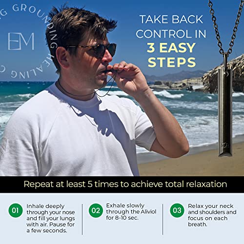 Mindful Breathing Necklace for Anxiety Stress Relief - Earth and Moon Stainless Steel Anxiety EARTH AND MOON uk supplements