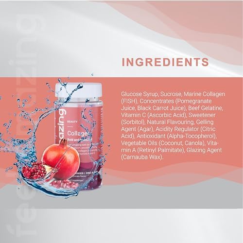 Collagen Gummies with Vitamins A and C, 500mg of Marine Collagen Per Serving, Advanced Skin Support, Feel Amazing uk supplements