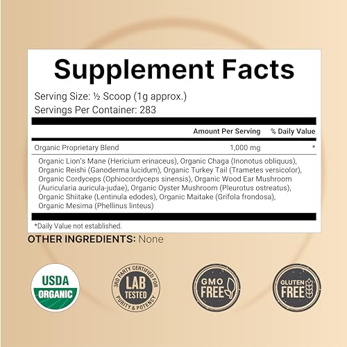 NatureBell Organic Myco Guardians 10 in 1 Mushroom Powder, 10oz | Fresh Superfood NatureBell uk supplements