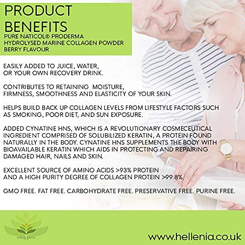 Pure Hydrolysed Marine Collagen Powder 300g | Berry Flavour | Type 1 and 3 Hellenia uk supplements