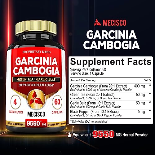Garcinia Cambogia 9550mg - 4 Month Supply - Supplement for Men and Women - A Natural Mecisco uk supplements