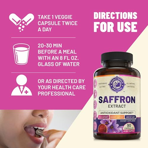 100% Pure Saffron Extract - Metabolism Booster & Natural Appetite Suppressant for Weight Loss WHOLE WORLD WELLNESS uk supplements