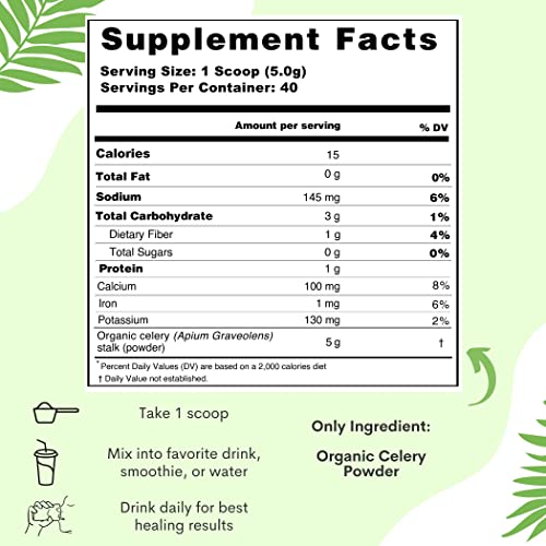 Organic Celery Juice Powder (40 Servings) Supports Gut Health, Detox Juice Cleanse Paradise Naturals, Purest Ingredients from the Source uk supplements