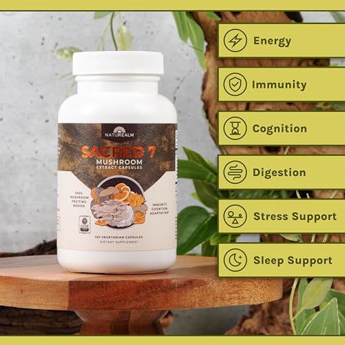 Naturealm Sacred 7 Mushroom Extract Capsules - Chaga, Cordyceps, Lion's Mane Naturealm uk supplements