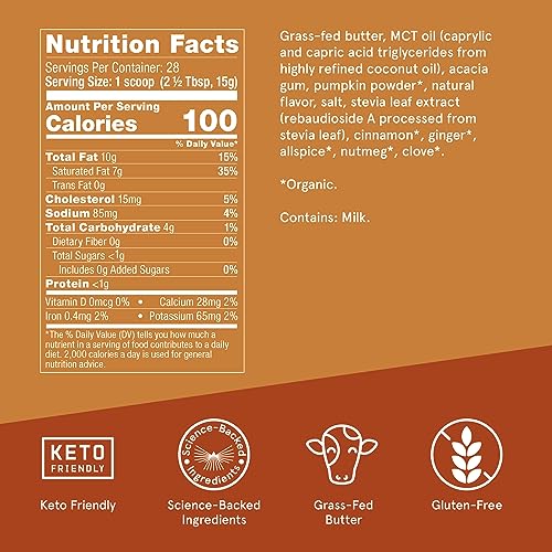 Bulletproof Pumpkin Spice Creamer, 14.8 Ounces, Keto Coffee Powder Creamer Bulletproof uk supplements