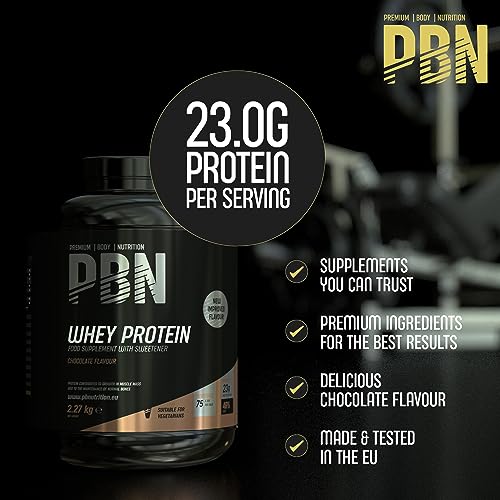 PBN - Premium Body Nutrition Whey Protein 2.27kg Chocolate, New Improved Flavour Premium Body Nutrition uk supplements