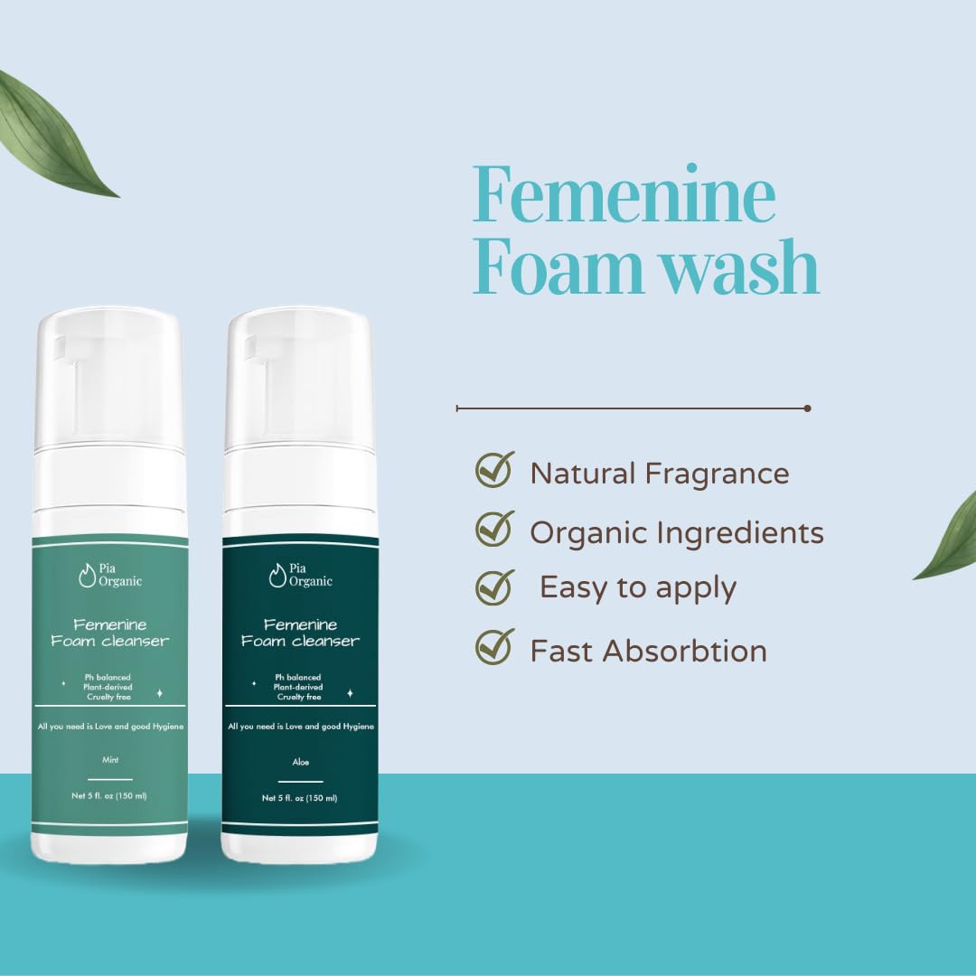 Pia Organic Mint Feminine Foam Cleanser Organic wormwood/olive leaf, Foaming PH Balance Feminine Wash Pia Organic uk supplements