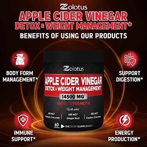 Zolotus 14x Strength Apple Cider Vinegar Capsules, Equivalent to 14500mg, with Turmeric Zolotus uk supplements