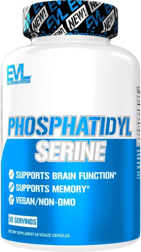 PhosphatidylSerine Nootropics Brain Support Supplement - Advanced Anti Aging Brain Health Supplement for Adults - Memory and Focus with Phosphatidylserine 300mg - EVL Vegan Non-GMO Evlution uk supplements