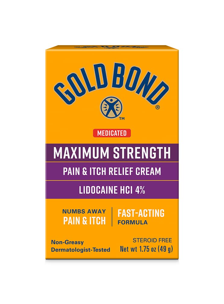 Gold Bond Medicated Maximum Strength Pain & Itch Relief Cream, Intense Itch Relief, 1.75 oz., with Lidocaine Gold Bond uk supplements