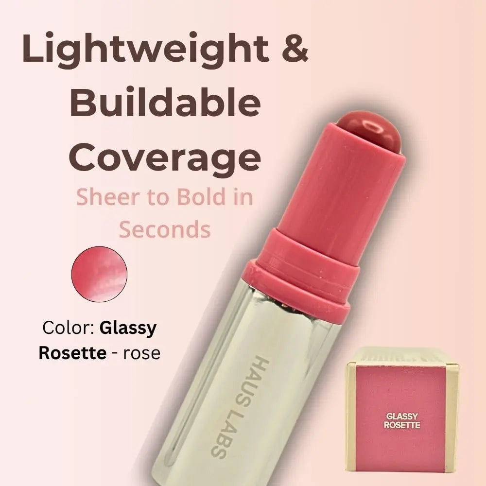 Haus Labs Color Fuse Longwear Hydrating Glassy Lip + Cheek Blush Balm Stick - Glassy Rosette Haus Laboratories uk supplements