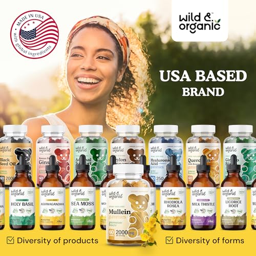 Wild & Organic Mullein Gummies - Daily Dietary Supplement for Respiratory, Digestive Wild & Organic uk supplements