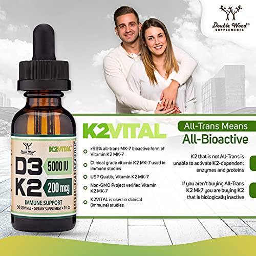 Vitamin D3 K2 5,000 IU Liquid Drops (5,000 IU of D3 and 200mcg of 99.9% All-Trans Double Wood Supplements uk supplements