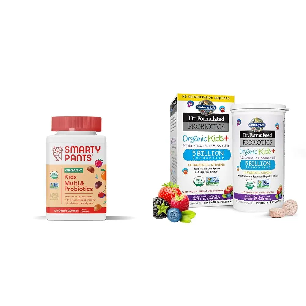 SmartyPants Organic Kids Multivitamin Gummies: Probiotics & Garden of Life Dr. Formulated Probiotics Organic Kids+ Plus Vitamin C & D - Berry Cherry - Gluten SmartyPants uk supplements
