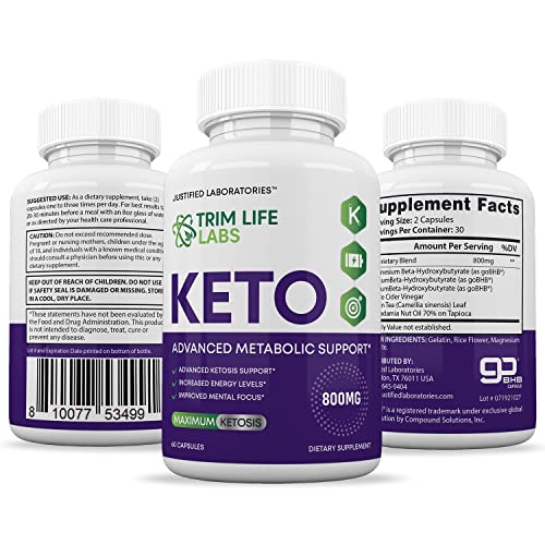 (5 Pack) Trim Life Labs Keto Pills Includes Apple Cider Vinegar Patented goBHB® Exogenou Justified Laboratories uk supplements