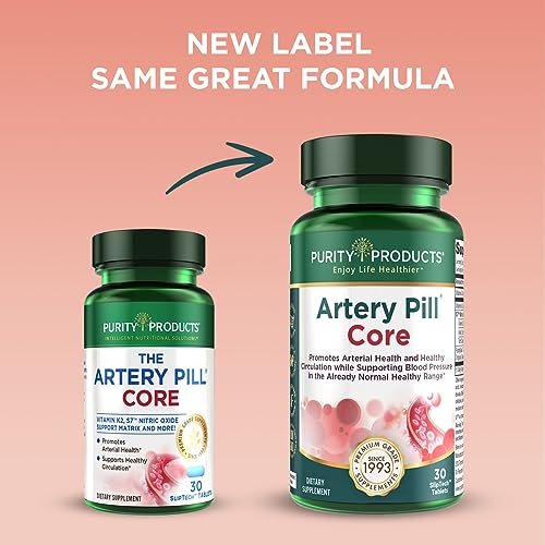 Purity Products Artery Pill Core from MK-7 Vitamin K2, Plant-Based S7 Nitric Oxide Booster Purity Products uk supplements