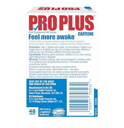 PRO PLUS 48 tablets - Caffeine Tablets - Sugar Free PRO PLUS uk supplements