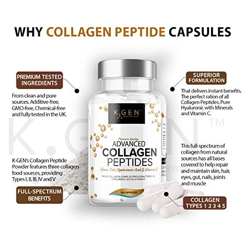 Pure Collagen Supplements Capsules Grass Fed Advanced Multi Collagen Peptides K GEN rejuvenation nutrition uk supplements