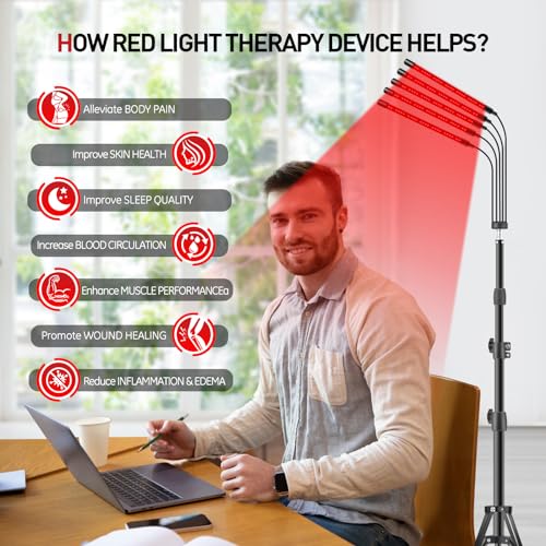 Red Light Therapy Lamp, 150 LEDs Infrared Light Therapy with Adjustable Stand - 660nm Redlight Rikimxin uk supplements