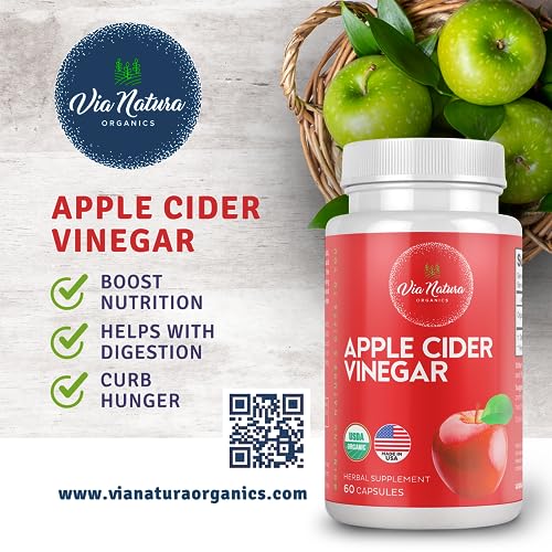 Via Natura Organics Apple Cider Vinegar Capsules 1000mg | Organic Herbal Supplement Via Natura Organics uk supplements