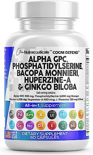 Alpha GPC Choline 300mg Phosphatidylserine 3000mg Bacopa Monnieri Clean Nutraceuticals uk supplements