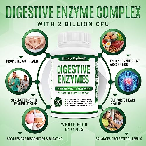 Purely Optimal Premium Digestive Enzymes Plus Prebiotics & Probiotics - for Better Digestio Purely Optimal uk supplements
