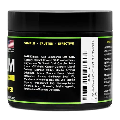 Super Natural Goods Hemp Cream with Hemp Oil, Turmeric, Arnica & Menthol – Botanical Cream with a Cooling Sensation for Localized Application (16oz) Super Natural Goods uk supplements