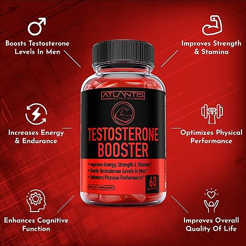 Testosterone Booster For Men Gummies - Enhances Strength & Stamina - Optimizes Physical Atlantis Nutrition uk supplements