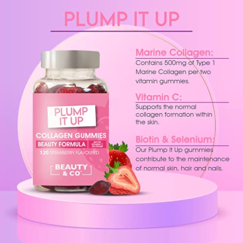 Beauty & Co Collagen Gummies by - 120 Marine Collagen Gummies with Biotin, Vitamin C & Selenium (120) Beauty & Co uk supplements