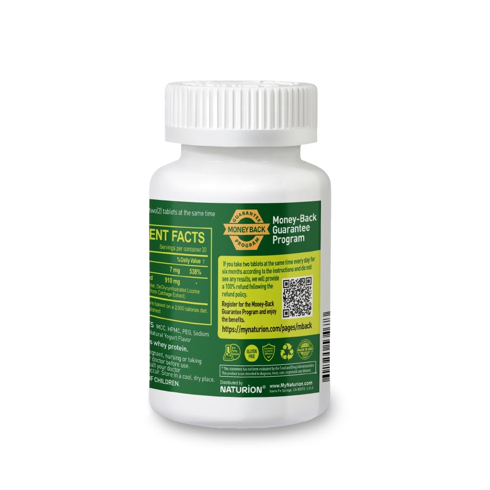 NATURION H. Pylori Support - Digestive Health Supplement with G-FOS Blend, Whey Protein, Licorice, Mastic Gum, Vitamin U, and Vitamin B2 - Stomach Comfort & Gut Balance - 60 Tablets, 30 Day Supply NATURION uk supplements