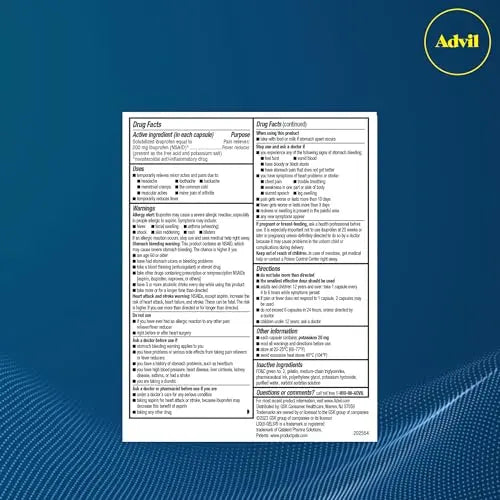 Advil Liqui-Gels minis Pain Reliever and Fever Reducer, Pain Medicine for Adults with Ibuprofen 200mg for Pain Relief - 200 Liquid Filled Capsules Advil uk supplements