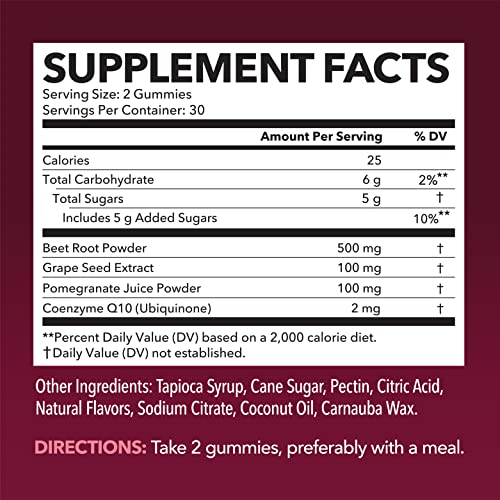 Beet Root + COQ10 Gummies Nitric Oxide Booster for Healthy Energy & Circulation Support HAVASU NUTRITION uk supplements