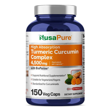 NusaPure Turmeric Curcumin Complex 4,500mg per caps, 150 caps, Non-GMO, Gluten-Free, & Bioperine NusaPure uk supplements