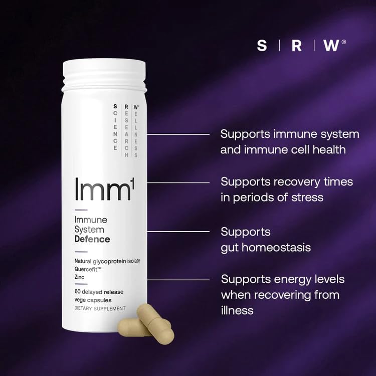 SRW Imm¹ Defence | Supports Immune System Health | 60 Vege Capsules | Supplement for Immune Response | Contains Natural Glycoprotein Isolate (Muno-IgY™) and Quercetin SRW uk supplements