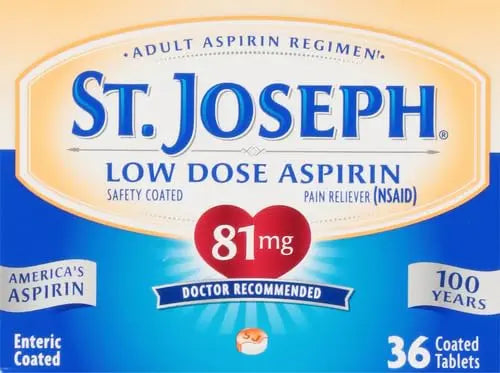 St. Joseph Aspirin Pain Reliever (NSAID) 81mg, Enteric Safety Coated, Adult Low Dose Regimen, 36 ct St. Joseph uk supplements