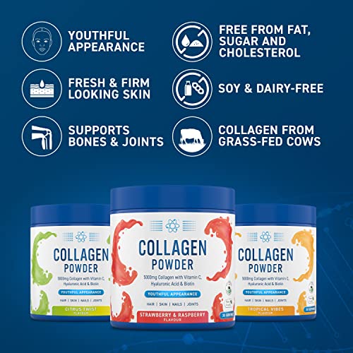 Applied Nutrition Collagen Powder - Strawberry & Raspberry Flavour - 5000mg Hydrolysed Bovine Flavoured Collagen Applied Nutrition uk supplements