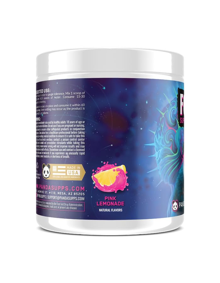 Underground Bio Labs Panda Supps Focus Super Nootropic 3.0, Energy, Clarity, Mood,Creativity,Vision, 300MG Alpha GPC,1.5G L-Tyrosine, Lions Mane, AstraGin™ (30 Servings) (Pink Lemonade 3.0) Underground Bio Labs uk supplements