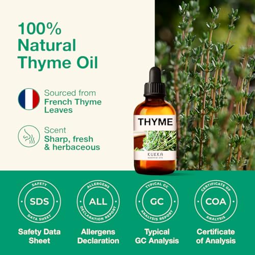 Kukka Thyme Essential Oil for Hair Thyme Oil for Skin - 100% Natural Thyme Essential Oil for Diffuser KUKKA essential oils uk supplements